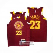 Camiseta Cleveland Cavaliers LeBron James NO 23 Ciudad Rojo