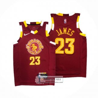 Camiseta Cleveland Cavaliers LeBron James NO 23 Ciudad Rojo