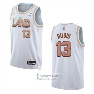 Camiseta Cleveland Cavaliers Ricky Rubio NO 13 Ciudad 2022-23 Blanco