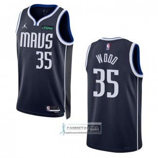 Camiseta Dallas Mavericks Christian Wood NO 35 Statement 2022-23 Azul