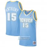 Camiseta Denver Nuggets Carmelo Anthony NO 15 Mitchell & Ness 2003-04 Azul