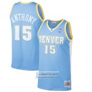 Camiseta Denver Nuggets Carmelo Anthony NO 15 Mitchell & Ness 2003-04 Azul