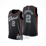 Camiseta Detroit Pistons Jared Cunningham NO 2 Ciudad 2024-25 Negro