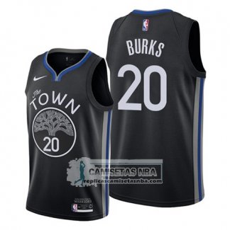 Camiseta Golden State Warriors Alec Burks Ciudad 2019-20 Negro