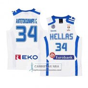 Camiseta Grecia Giannis Antetokounmpo 2019 FIBA Baketball World Cup Blanco