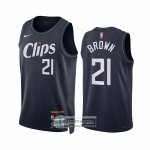 Camiseta Los Angeles Clippers Kobe Brown NO 21 Ciudad 2023-24 Azul