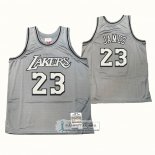 Camiseta Los Angeles Lakers Lebron James NO 23 Mitchell & Ness 1996-97 Gris