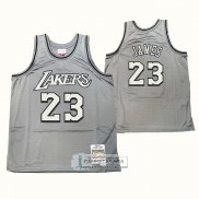 Camiseta Los Angeles Lakers Lebron James NO 23 Mitchell & Ness 1996-97 Gris