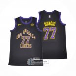 Camiseta Los Angeles Lakers Luka Doncic NO 77 Ciudad 2024-25 Negro