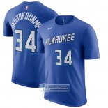 Camiseta Manga Corta Milwaukee Bucks Giannis Antetokounmpo Ciudad 2020-21 Azul