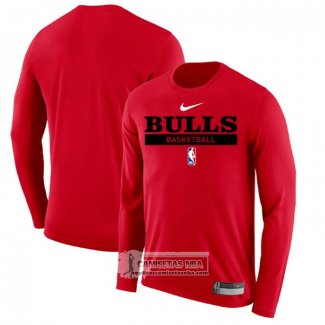 Camiseta Manga Larga Chicago Bulls Practice Performance 2022-23 Rojo
