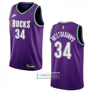 Camiseta Milwaukee Bucks Giannis Antetokounmpo NO 34 Classic 2022-23 Violeta