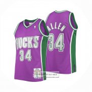 Camiseta Milwaukee Bucks Ray Allen NO 34 Mitchell & Ness 2001-02 Violeta