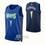 Camiseta Minnesota Timberwolves Anthony Edwards NO 1 Ciudad 2021-22 Azul