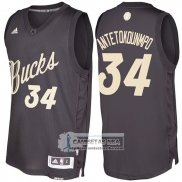 Camiseta Navidad Bucks Giannis Antetokounmpo 2016 Negro