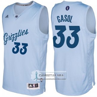 Camiseta Navidad Grizzlies Marc Gasol Claro 2016 Azul