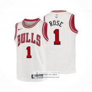 Camiseta Nino Chicago Bulls Derrick Rose NO 1 Association Blanco