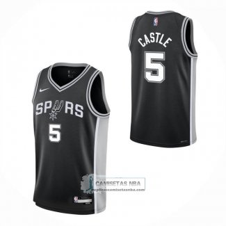 Camiseta Nino San Antonio Spurs Stephon Castle NO 5 Icon 2025-26 Negro