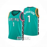 Camiseta Nino San Antonio Spurs Victor Wembanyama NO 1 Ciudad 2022-23 Verde