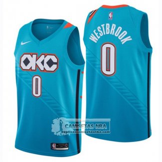 Camiseta Nino Thunder Russell Westbrook Ciudad 2018-19 Azul