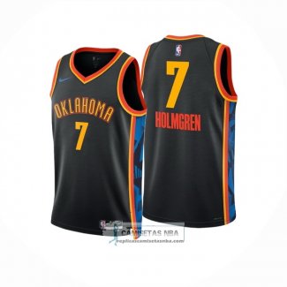 Camiseta Oklahoma City Thunder Chet Holmgren NO 7 Ciudad 2024-25 Negro