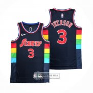 Camiseta Philadelphia 76ers Allen Iverson NO 3 Ciudad 2021-22 Azul