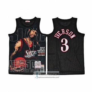 Camiseta Philadelphia 76ers Allen Iverson NO 3 Mitchell & Ness 2000-01 Negro