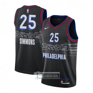 Camiseta Philadelphia 76ers Ben Simmons Ciudad 2020-21 Negro