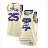 Camiseta Philadelphia 76ers Ben Simmons Earned 2020-21 Crema