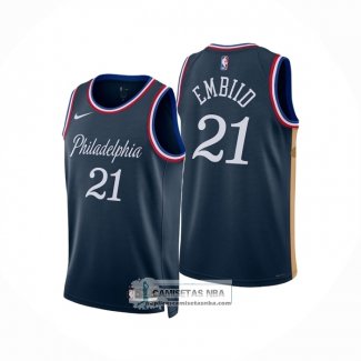 Camiseta Philadelphia 76ers Joel Embiid NO 21 Ciudad 2025-26 Azul