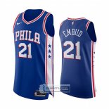 Camiseta Philadelphia 76ers Joel Embiid NO 21 Icon Autentico Azul