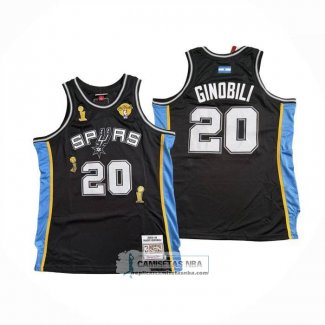 Camiseta San Antonio Spurs Manu Ginobili NO 20 Mitchell & Ness 2002-18 Negro