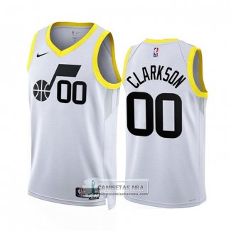 Camiseta Utah Jazz Jordan Clarkson NO 00 Association 2022-23 Blanco