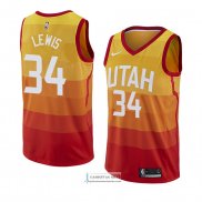 Camiseta Utah Jazz Trey Lewis Ciudad 2018 Amarillo