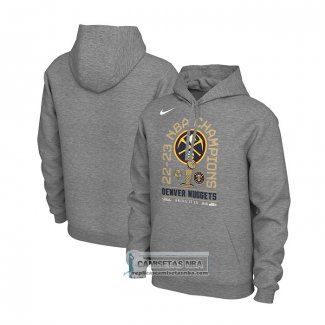 Sudaderas con Capucha Denver Nuggets 2023 NBA Finals Champions Locker Room Pullover Gris