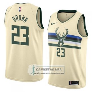 Camiseta Bucks Sterling Brown Ciudad 2018 Crema