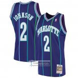 Camiseta Charlotte Hornets Larry Johnson NO 2 Mitchell & Ness 1994-95 Violeta