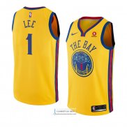 Camiseta Golden State Warriors Damion Lee Ciudad 2018 Amarillo