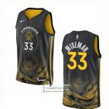 Camiseta Golden State Warriors James Wiseman NO 33 Ciudad 2022-23 Negro