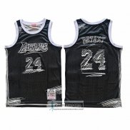 Camiseta Los Angeles Lakers Kobe Bryant NO 24 Mitchell & Ness 2007-08 Negro