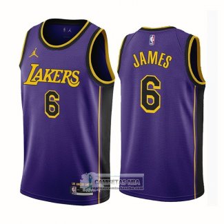 Camiseta Los Angeles Lakers LeBron James NO 6 Statement 2022-23 Violeta