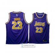 Camiseta Los Angeles Lakers Lebron James Violeta