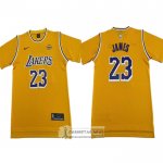 Camiseta Manga Corta Los Angeles Lakers LeBron James NO 23 Amarillo