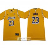 Camiseta Manga Corta Los Angeles Lakers LeBron James NO 23 Amarillo