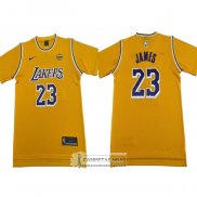 Camiseta Manga Corta Los Angeles Lakers LeBron James NO 23 Amarillo