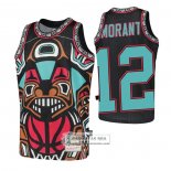 Camiseta Memphis Grizzlies Ja Morant NO 12 Mitchell & Ness Big Face Negro