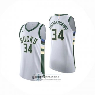 Camiseta Milwaukee Bucks Giannis Antetokounmpo NO 34 Association 2025-26 Blanco