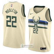 Camiseta Milwaukee Bucks Khris Middleton Ciudad 2018 Crema