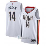 Camiseta New Orleans Pelicans Brandon Ingram NO 14 Ciudad 2021-22 Blanco