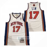 Camiseta New York Knicks Jeremy Lin NO 17 Mitchell & Ness 2011-12 Blanco